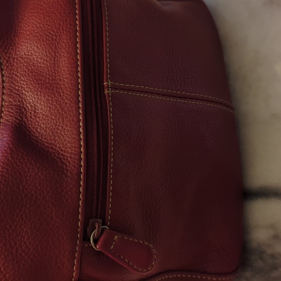 Genuine red pebbled leather hobo style shoulder bag - Picture 7 of 13